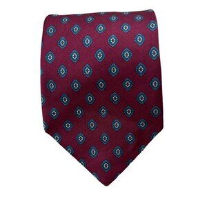 Ferrell Reed for Nordstrom red blue 100% silk tie diamond pattern